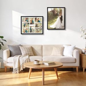 Cadre <span class=keywords><strong>photo</strong></span> <span class=keywords><strong>collage</strong></span> S&L 5x7 pouces, pour huit photos 5x7 pouces, bois massif, verre véritable, horizontal/vertical, fixation murale, lot de 1 - Product Image 2