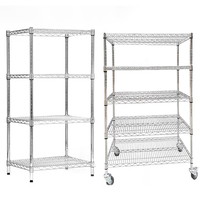 Étagère de rangement en métal pour cuisine, chariot de rangement industriel, étagères en fil chromé avec roulettes, vente en gros d'usine