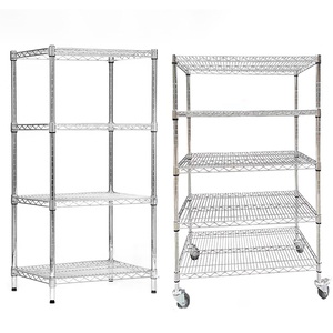 Carrito de Cocina Ajustable de Metal para Almacenamiento Industrial, Estantes de Alambre Cromados <span class=keywords><strong>con</strong></span> <span class=keywords><strong>Ruedas</strong></span>, Venta al Por Mayor de Fábrica - Product Image 4