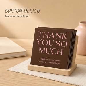 Biglietto di ringraziamento personalizzato marrone cioccolato all'ingrosso - Grazie mille! Stampa personalizzata, forma personalizzata, OEM ODM - Product Image 1