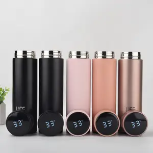 Boccetta e thermos sottovuoto con indicatore del tempo intelligente in acciaio inossidabile a doppia parete all'ingrosso con coperchi Display della temperatura a Led