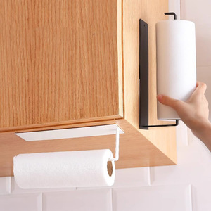 Porte-serviettes en papier pour cuisine, support de rouleau de papier sans perçage pour armoire, support pour torchons, support de rangement pour film alimentaire et torchons - Product Image 2