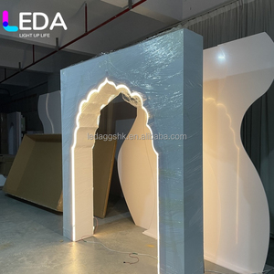 LEDA Led Acrylic Arch <b>Stand</b> Wedding <b>Backdrop</b> Led Light White Pvc Wave Shape Display Wall <b>Stand</b> Light Acrylic <b>Backdrop</b> Pvc 3D - Product Image 5