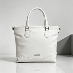 Women White <b>Soft</b> Faux Leather Tote Bag Detachable Shoulder Strap Large Capacity <b>Handbag</b> - Product Image 5