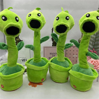 Jouet dansant chantant électrique parlant en peluche super douce pour enfants avec des plantes légères Vs. Zombies Peashooter répété