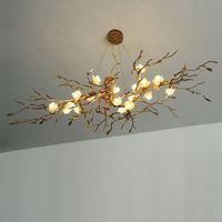 Lustre en Cuivre Modèle Prunier, Art Moderne Unique, pour Villa, Salon de Thé, Restaurant, Project, Luminaires Suspendus LED Dorés, CRI Élevé, Garantie 3 Ans