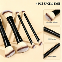 4-teiliges Make-up-Pinsel-Set mit Doppelkopf, Holzgriff, Aluminiumzwinge, weichen Synthetikfasern, Beauty-Make-up-Werkzeuge