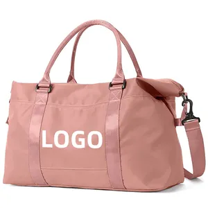 Silindir seyahat çantası büyük spor Tote spor çanta su geçirmez haftasonu taşımak gecede çanta kadınlar için