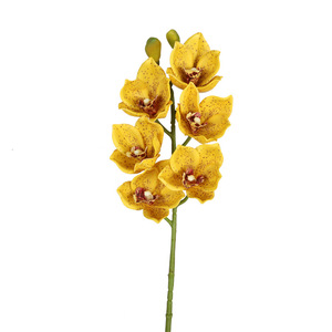 Qihao - Orquídea Cymbidium Artificial de Silicona con 6 Cabezas, Tacto Natural, Decoración para Mesa de Comedor, 67 cm de Largo - Product Image 5
