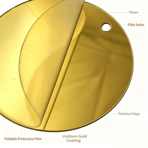 Wholesale 70mm Gold <b>Acrylic</b> Mirror <b>Disc</b> Round Blank Pre-drilled Hanging Ornament for DIY Cake Topper Christmas Decor OEM Factory - Product Image 2