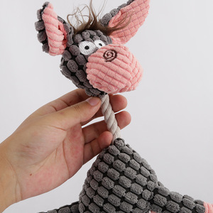 Giocattolo divertente dell'animale domestico velluto a coste forma di asino peluche cane giocattolo corda indistruttibile Squeaky peluche molare cane giocattolo da masticare - Product Image 2