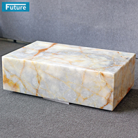 Table basse carrée en onyx naturel de luxe moderne, table basse blanche pour salon, table basse