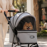 Poussette pliable légère pour animaux de compagnie, 4 roues, chariot pour chien et chat, cadre en alliage d'aluminium amortissant les chocs, voyage en plein air