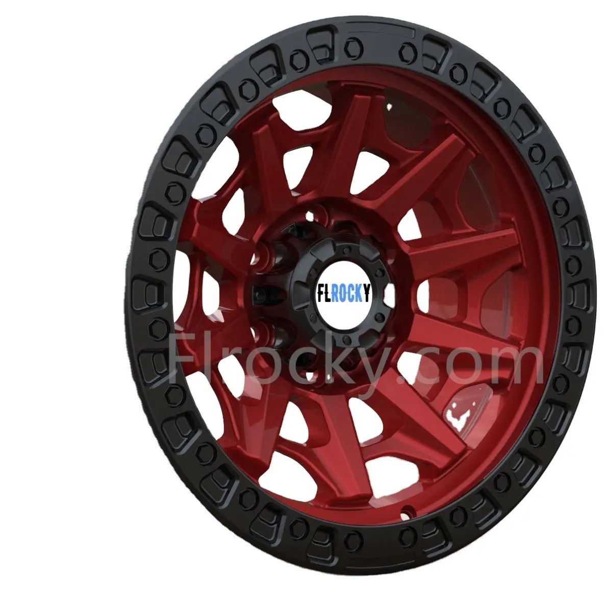 Flrocky 16 17 18 Inch Rep Alloy Wheel -12ET 5X114.3 With Red And Black CB73.1 Offset Rims 6 Spoke Fit For Off-Road