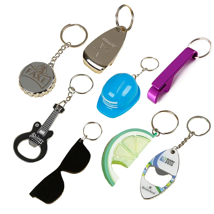 Custom Blank Metal Plastic Sublimation Bottle Opener Keychain Keyring Key Chains