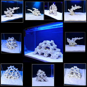 Décorations de paysage corallier en céramique, forme cylindrique avec trous, base en T, pour la formation de récifs, pierre naturelle non vivante pour crabes - Product Image 1