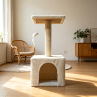 Tour de griffoir d'intérieur pour chat avec perchoir en peluche et jouet souris interactif, arbre d'activités stable et peu encombrant pour petits chats
