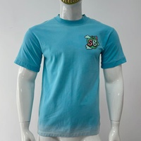 T-shirt en coton 100% pour la vente en gros, sérigraphié, à épaules tombantes, manches courtes, col rond, effet délavé soleil, style décontracté et tendance