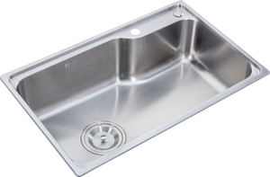 Évier de cuisine en acier inoxydable SUS304 brossé satiné 650x450mm, cuve simple, avec passoire et robinet 801 encastrable inclus - Product Image 6