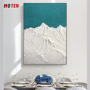 Pintura al Óleo Abstracta de Paisaje Marino, Pintada a Mano, Tridimensional, Decorativa, para Colgar, con Base de Lienzo - Product Image 2