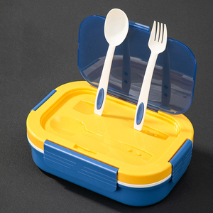 Lonchera Bento de 900 ml con 3 compartimentos, PP5, apta para microondas, con tenedor y cuchara incorporados, a prueba de fugas, con logo personalizado, para la escuela, oficina, dormitorio. - Product Image 5