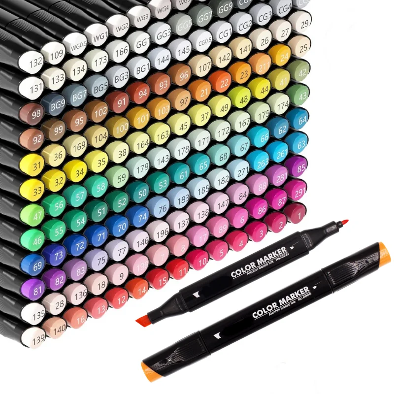STA Dual Tip Drawing Art Marker 40 Colors Alcohol Based Sketch Markers Permanent Color Marker Pens Set