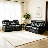 Canapé modulaire en cuir inclinable manuel 3+2+1 places, confortable pour salon, villa, salle de sport