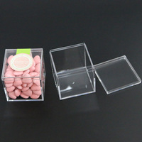 Boîtes en plastique acrylique transparentes, petite boîte à bonbons en acrylique avec couvercle, 2,16 x 2,16 x 2,16 pouces, contenants carrés transparents, boîte cube