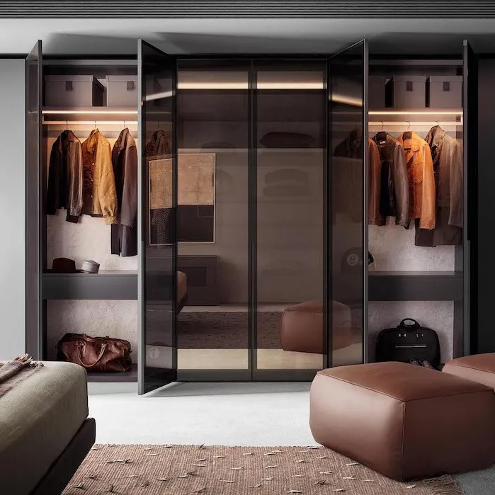 Modern metal 3 door wardrobe walk-in closet cupboards for bedroom wardrobe with tv cabinet