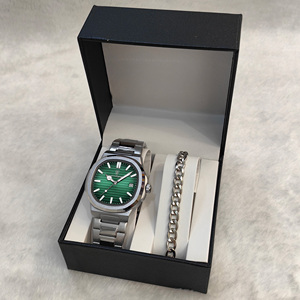 Montre à quartz pour homme Poedagar 613 en acier inoxydable argenté et bracelet argenté et coffret cadeau exquis, montre classique de luxe étanche - Product Image 4