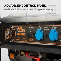 PowerVALUE ZH6500E 4-Takt Benzin-Generator 5,5kW mit Autostart, 230V, Digitales VFT-Messgerät, CE-Zertifiziert