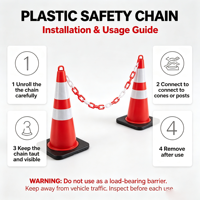 Chaîne en plastique 6mm/8mm/10mm Barrière de sécurité routière Chaîne de liaison en plastique pour la circulation
