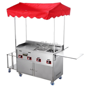 Carretto Commerciale per Street Food, Carrello Mobile a Spinta per Griglia, Friggitrice, Vendita Ambulante di Ciambelle e Fast Food - Product Image 2