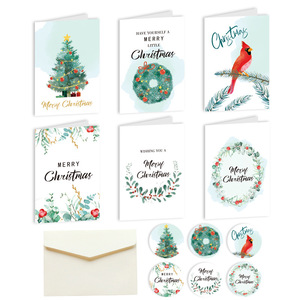 Kerstkaartenset met cartoonfiguurtjes, inclusief envelop en sticker, groothandel, feestelijke wensen & bedankkaartjes, gemaakt van premium papier - Product Image 4