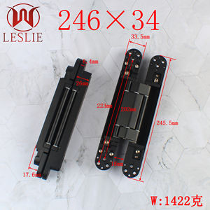 L246 W34mm Charnières dissimulées réglables en 3D de 120 kilo à fermeture douce Charnières de porte intérieure hydrauliques invisibles en or - Product Image 3