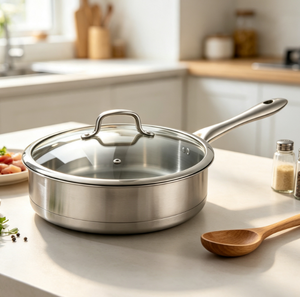 Olla Profunda de Acero Inoxidable con Tapa de Vidrio, Utensilio de Cocina, Apta para Inducción, <span class=keywords><strong>Gas</strong></span> y Estufas Eléctricas - Product Image 6