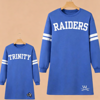 Robe sweat-shirt oversize pour femme, rayée, à manches longues, col rond, avec impression personnalisée de lettres d'équipe, décontractée et ample, pour le jour du match