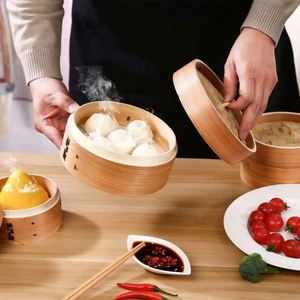 Vapeuruse alimentaire artisanale en bambou, grande taille, pour cuisson de fruits et légumes - Product Image 1