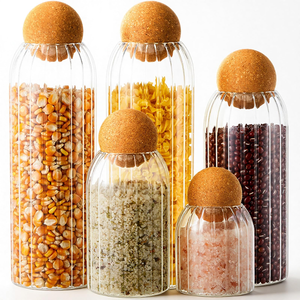 Wholesale Food Grade Glass Storage <b>Jar</b> Cylindrical High Borosilicate Glass Storage <b>Jar</b> with Cork sealed <b>Jar</b> for Food - Product Image 1