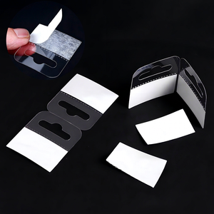 Etiqueta Colgante de Plástico Tipo Euro con Adhesivo, Estilo Gancho en J, Transparente, Autoadhesiva, para Exhibición de Cajas - Product Image 1