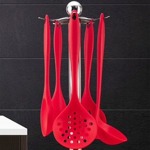 Juego de utensilios de cocina de silicona, juego de cinco piezas que incluye espátula, cuchara para wok, colador, cuchara para arroz, sartén antiadherente, espátula de silicona. - Product Image 1