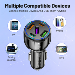 ที่ชาร์จในรถยนต์แบบสองพอร์ต ดีไซน์ใหม่ปี 2023 ช่อง USB QC3.0 3 ช่อง + ช่อง Type C PD30W กำลังไฟ 75W สำหรับชาร์จอุปกรณ์ดิจิทัล เช่น iPhone 14 ProMax และ Samsung - Product Image 6
