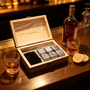 Addreen Pierres à whisky écologiques en acier inoxydable 304, lot de 6, réutilisables, accessoires de bar, meilleur cadeau pour hommes - Product Image 2