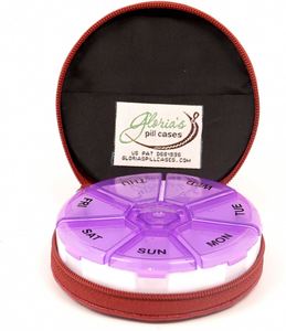 7 étuis en cuir PU pour pilules, boîte à pilules ronde avec fermeture éclair, organiseur de pilules personnalisé - Product Image 4