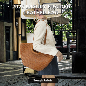 Bolso de Hombro de Cuero Vacuno Trenzado de Lujo, Bolso Tote Impermeable de Gran Capacidad para Mujer con Cuero Genuino - Product Image 2
