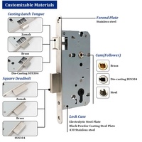 Serrure à mortaise personnalisable en acier inoxydable 235x88.5mm pour porte en bois, corps de serrure large, loquet réversible durable, antirouille et sécurisé