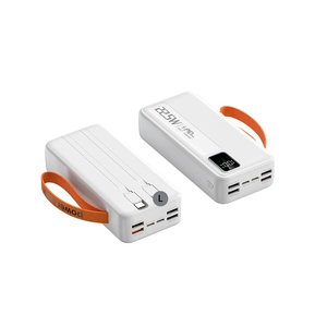Hot Sale LED Display Portable Charger Power Banks 30000mah Capacity Four USB Powerbank Fast Charging Bult-in 2 Cables