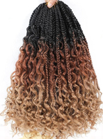 Déesse locs désordonné boîte tresses crochet bohème cheveux avec frisé ombre bourgogne pré-bouclé boho rivière boîte tressée