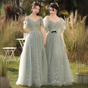 Mori Girl Style Bridesmaid Dresses 2025 Spring Long Elegant A-Line Sweetheart Neckline Spandex Evening Gown Wedding Outfits - Product Image 4