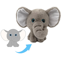 Peluche Éléphant Gris Assis Personnalisé Ultra Doux en Tissus Recyclés, Animal en Peluche Confortable avec Oreilles Tombantes et Yeux Adorables